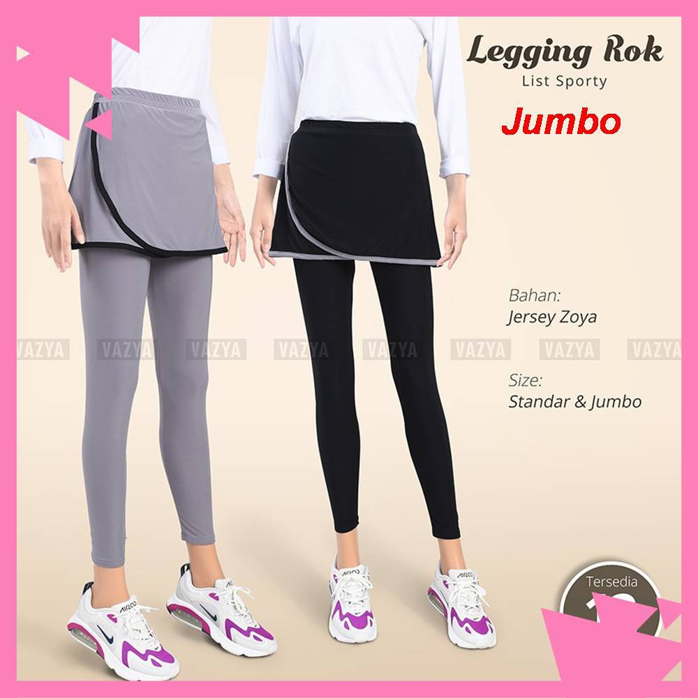 Legging Rok Olahraga Wanita | Legging Rok Senam | Legging Rok Jumbo | Legging Rok Lis Sporty Jumbo