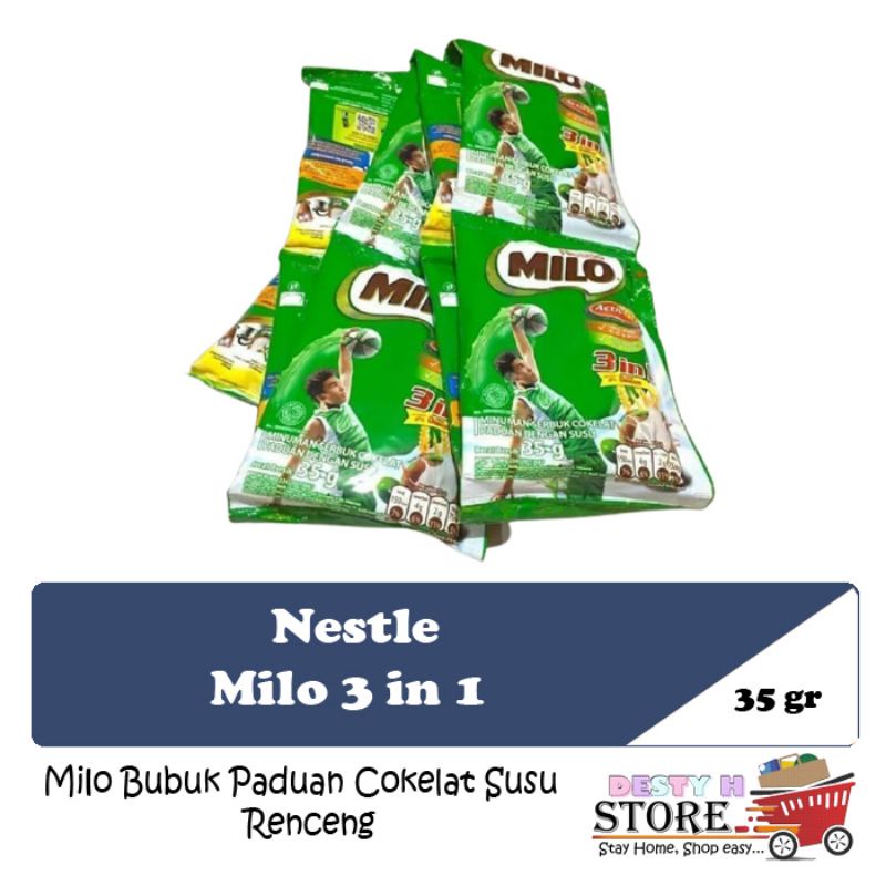 

Nestle Milo bubuk 3in1 Renceng 35gr isi 10 pcs