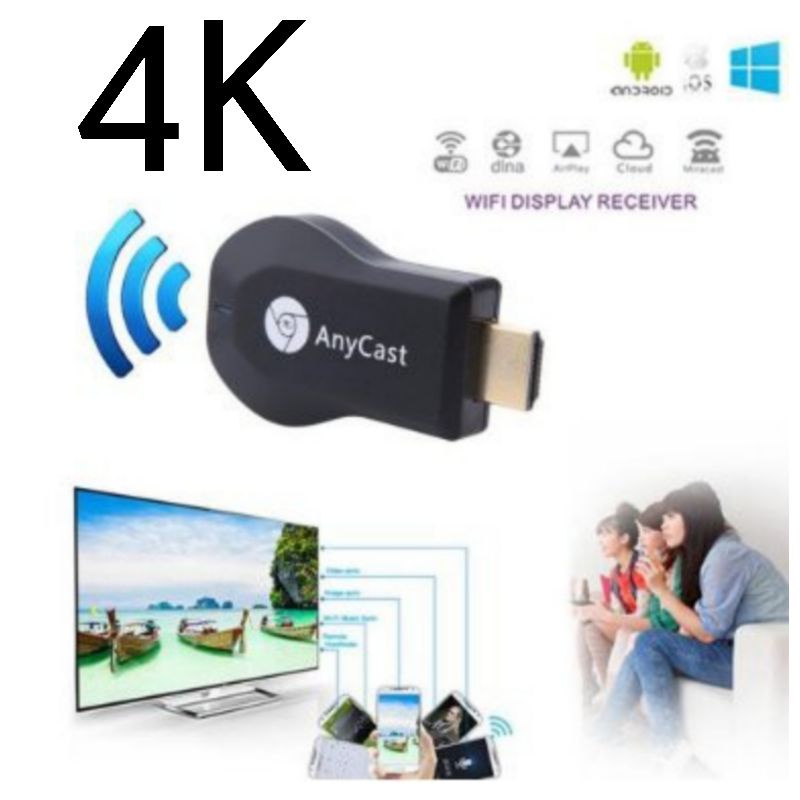 ANYCAST HDMI DONGLE PROYEKSI LAYAR HP ANDROID KE MONITOR / LED /TV HDD 1080 4K/DONGEL/ M4 PLUS MIRACAST