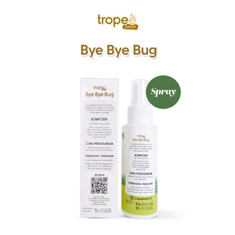 TROPEE BEBE BYE BYE BUG SPRAY/CREAM 100ML