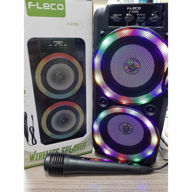 Speaker Bluetooth Portable Fleco F-6582 Gratis Microphone Suara Jernih