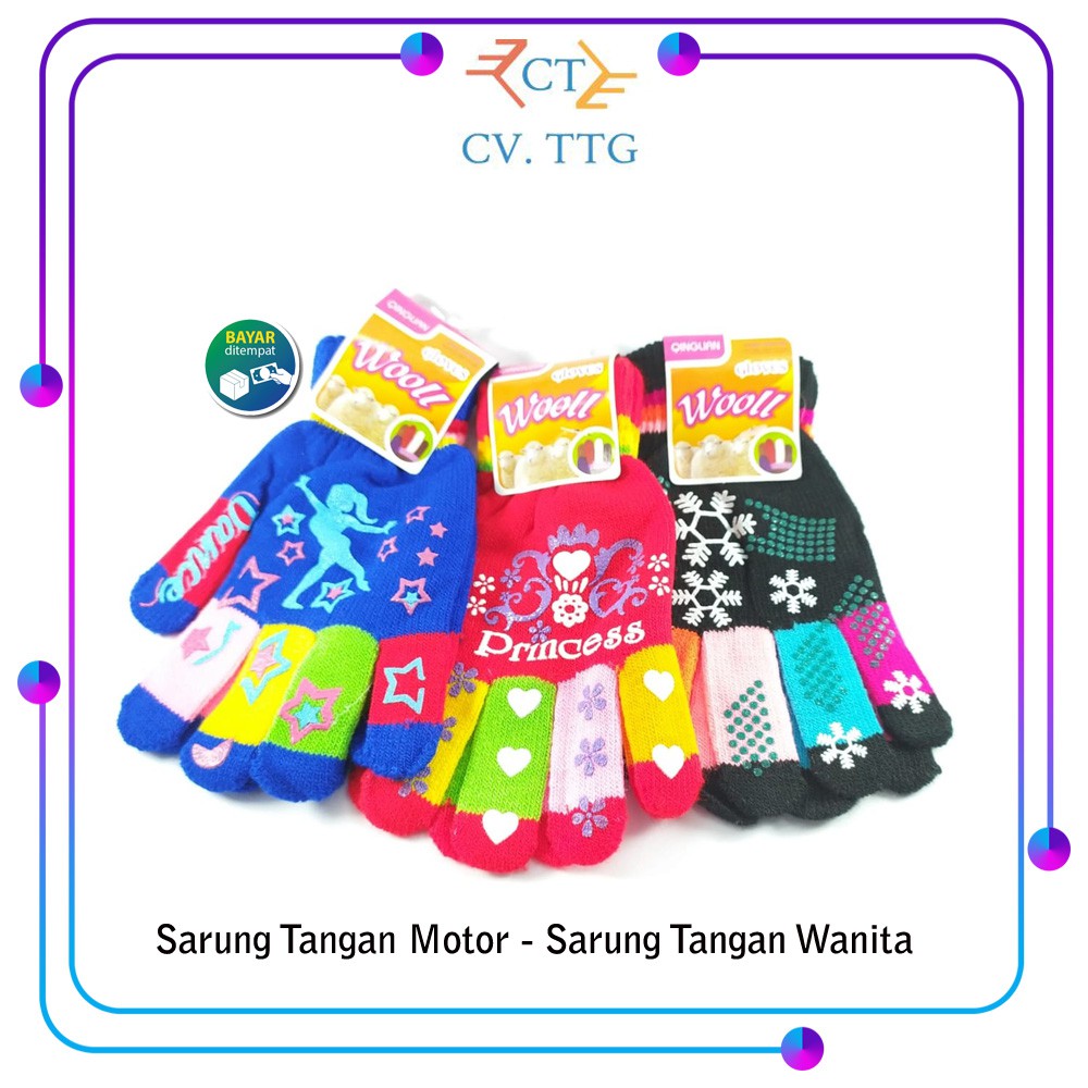 Sarung Tangan Motor Wanita - Sarung Tangan Lucu - Sarung Tangan Woll