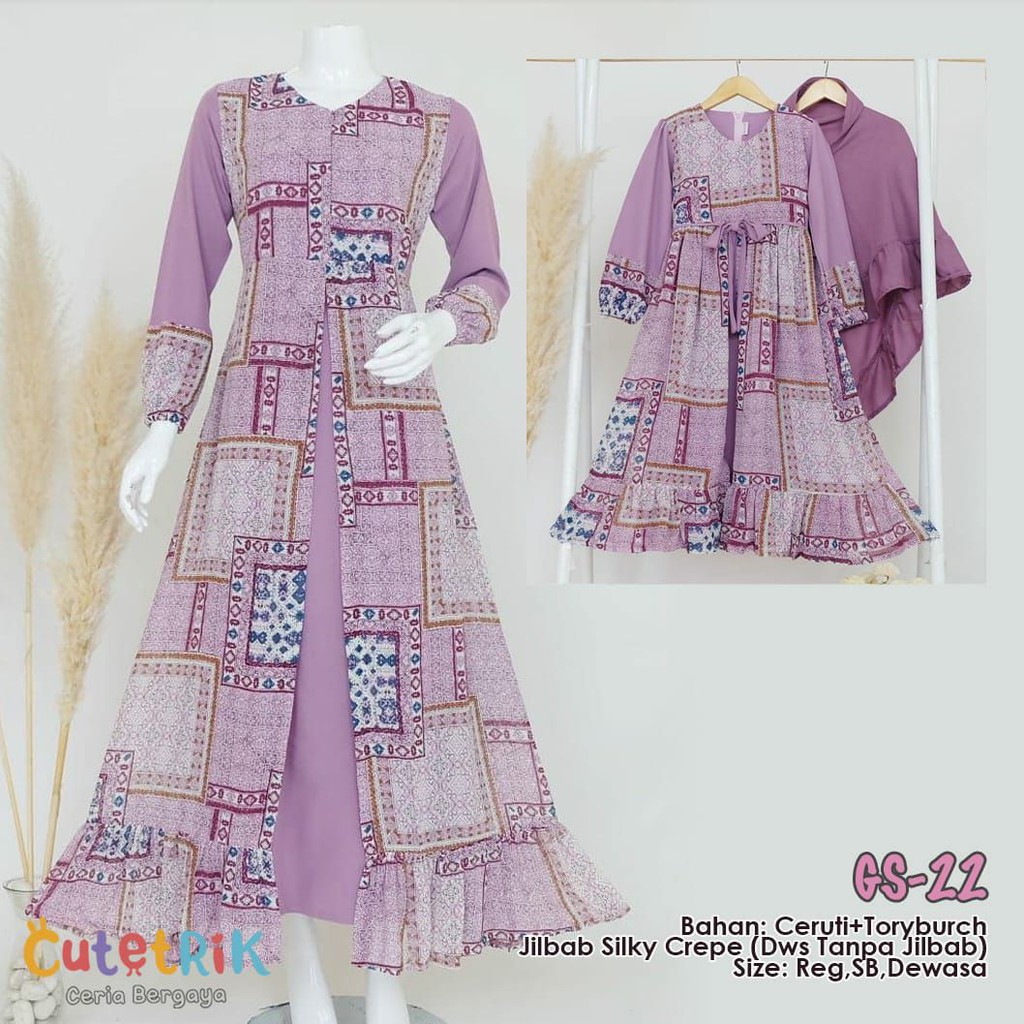 {erleenstore_} Baju lebaran 2020 gamis tirai couple cutetrik GS22