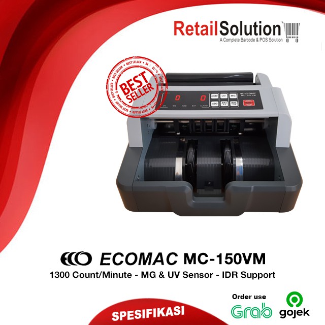 Mesin Penghitung Uang Ultraviolet MG - ECOMAC MC150VM / MC-150VM / MC150 VM Money Counter