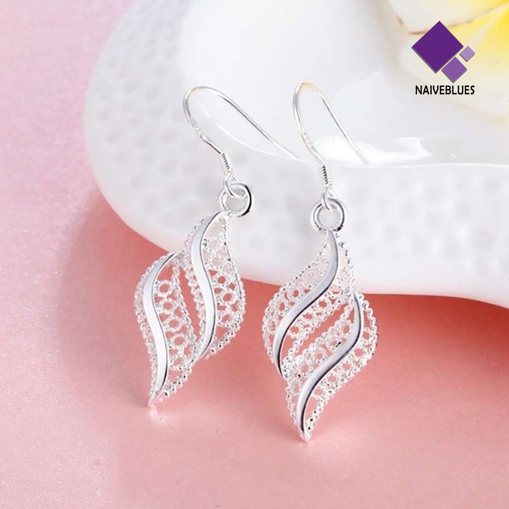 Naiveblue Anting Kait Gantung Wanita Desain Geometri Hollow Elegan Untuk Pesta / Club