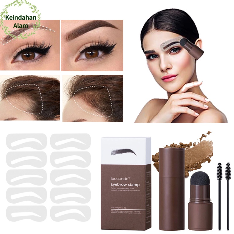 【cetakan alis tali】ALLPHV/Ibcccndc Magic Eyebrow Powder Waterproof 12 Model Cetakan Alis Tali Dan 2 Sikat Alis