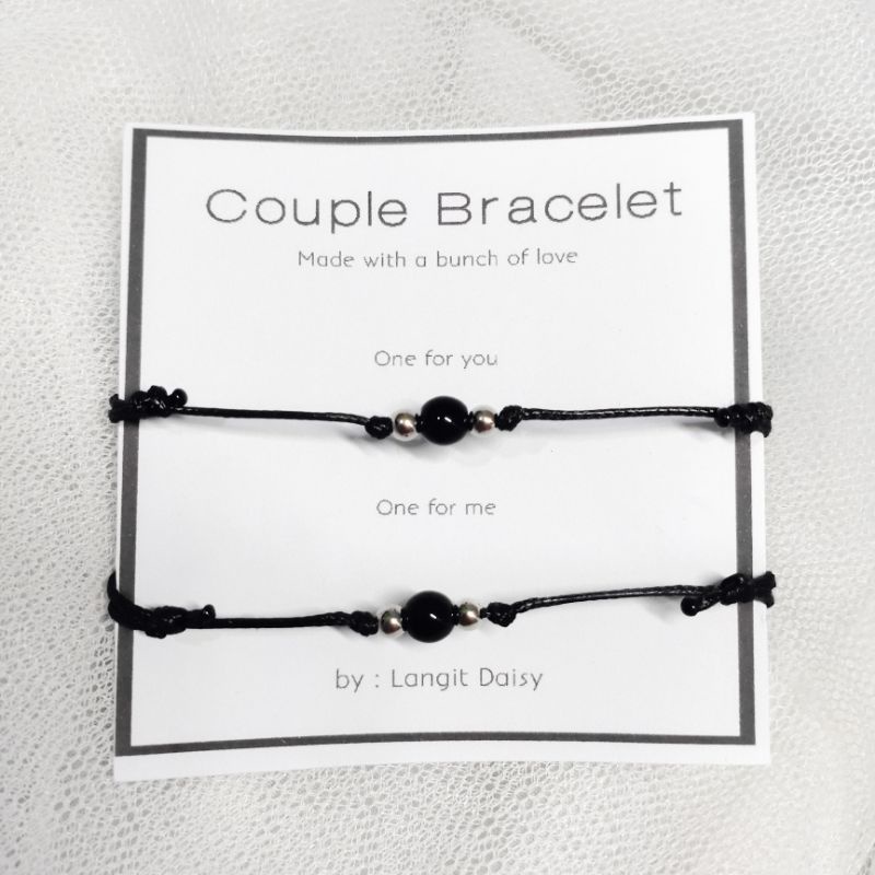 Gelang Couple Pasangan Pacar Sahabat Bestie Gelang Tali Anti air Simple gelang Hitam Polos tipis couple adjustable murah gelang capel kapel