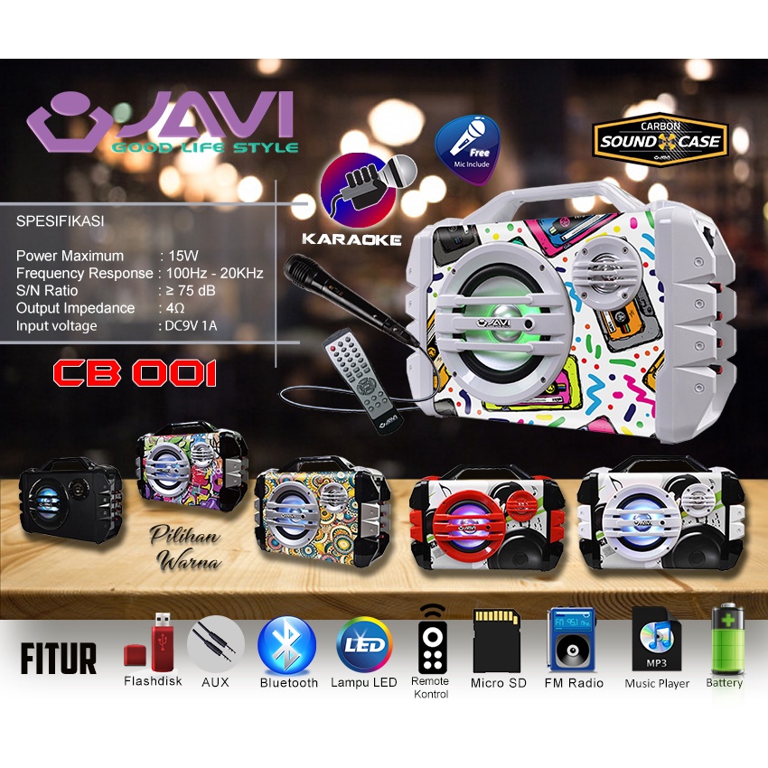 Speaker  JAVI CB-001 MOTIF - SPEAKER 6" BLUETOOTH JAVI - SPEAKER SNI - SPEAKER KARAOKE - SPEAKER AKT