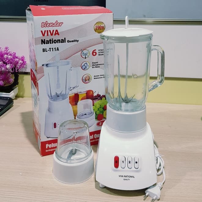 NEW Blender Kaca National Viva Omega Belender gelas kaca dengan 6 mata pisau berkualitas penghancur es batu