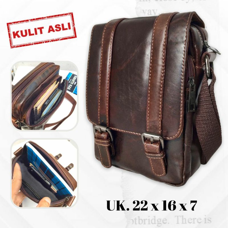 Tas kulit asli sapi besar ukuran jumbo / original leather Pria selempang