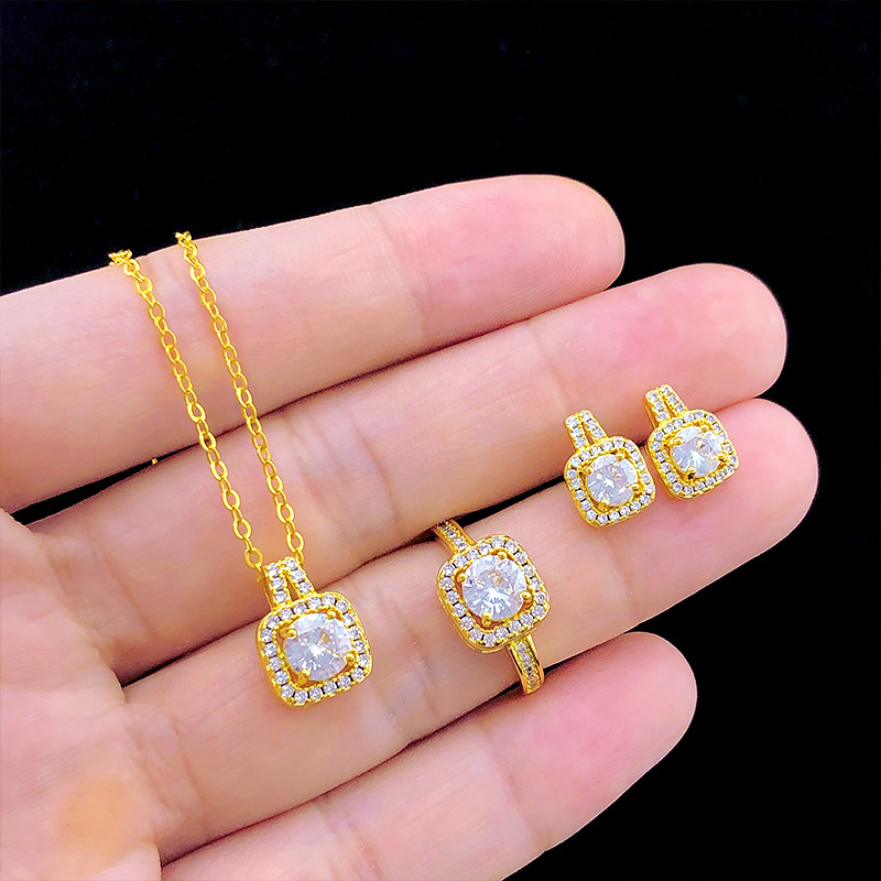 Set Kalung + Cincin + Anting Tusuk + Kalung Dengan Liontin Bentuk Botol Parfum Untuk Wanita