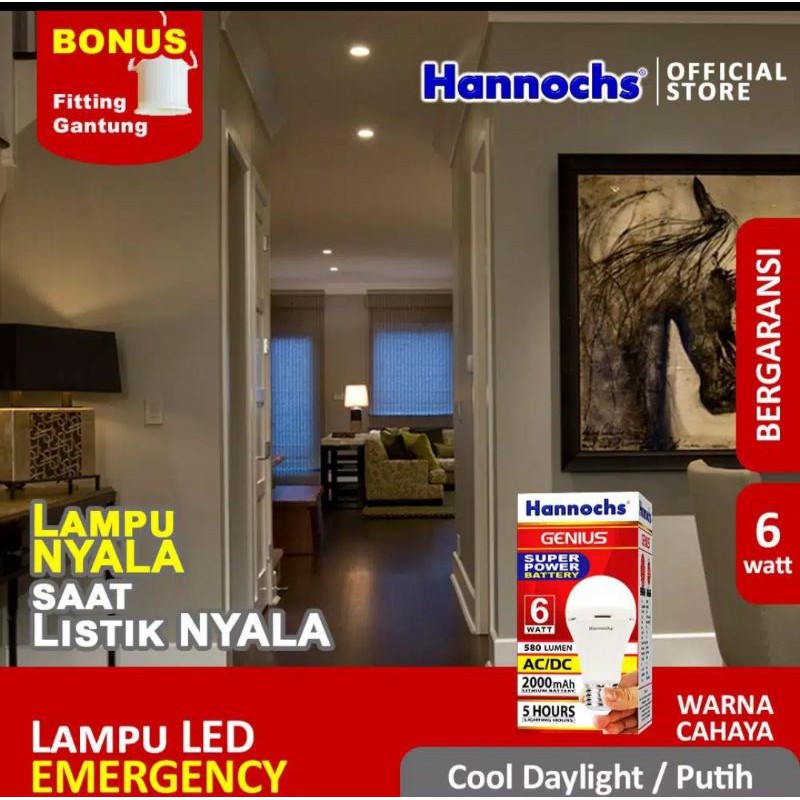 L AMPU EMERGENCY LED HANNOCHS GENIUS 6W 6WATT 6 W 6 WATT / LAMPU LED HANNOCHS GENIUS 6W 6WATT 6 WAT