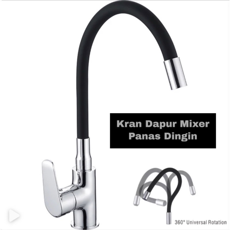 Kran Angsa Dapur Panas Dingin Fleksibel Flexsible Mixer Hitam 5309B Kitchen Faucet