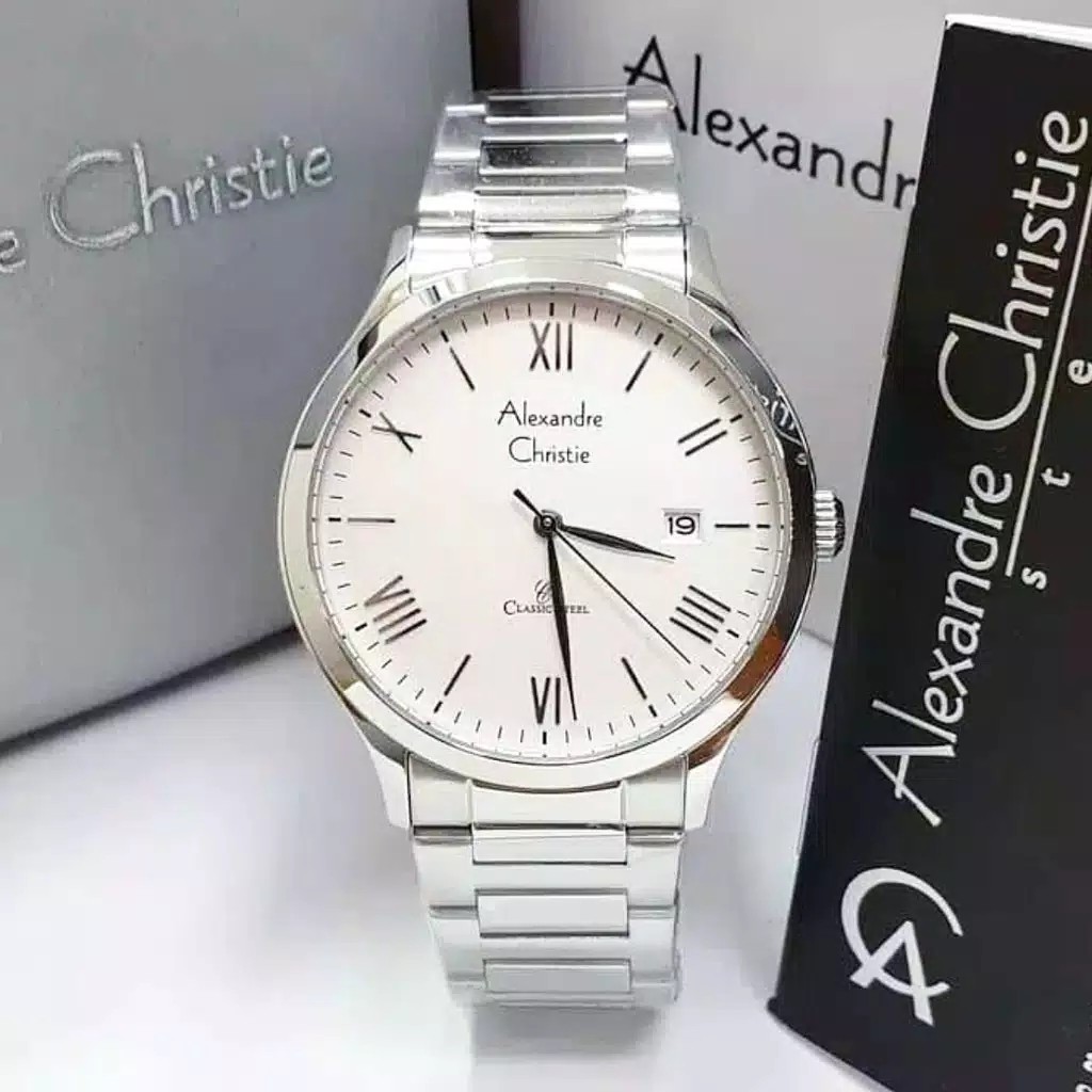 alexandre Christie AC 8567 jam tangan pria original  stainlesssilver