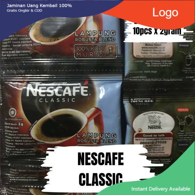 

Kopi Nescafe Classic 1 renceng isi 10 x 2 gram