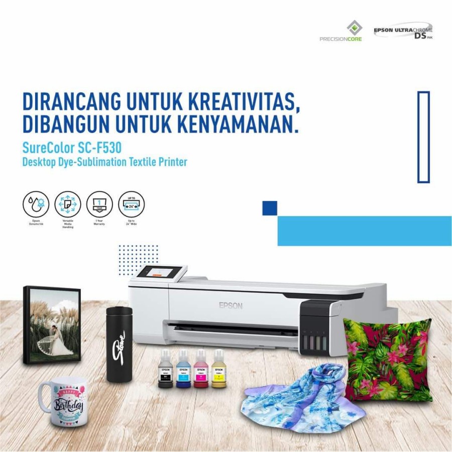 Epson SureColor SC-F530 Desktop Dye-Sublimation Textile Printer 4 Warna F530