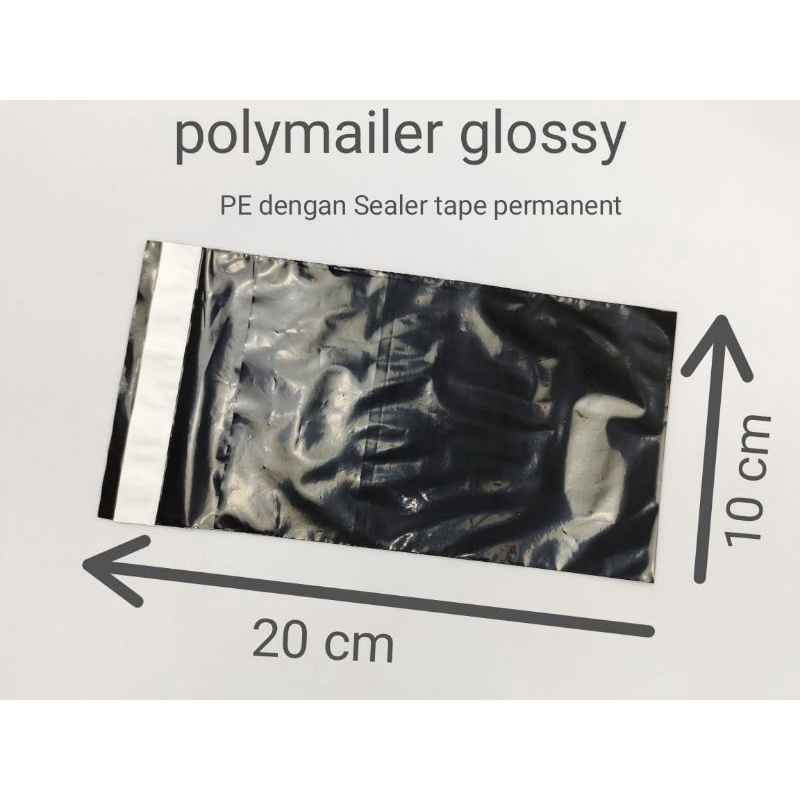 

100 Pcs 10x20 polymailer hitam glossy//Kantong Plastik Packing Polymailer