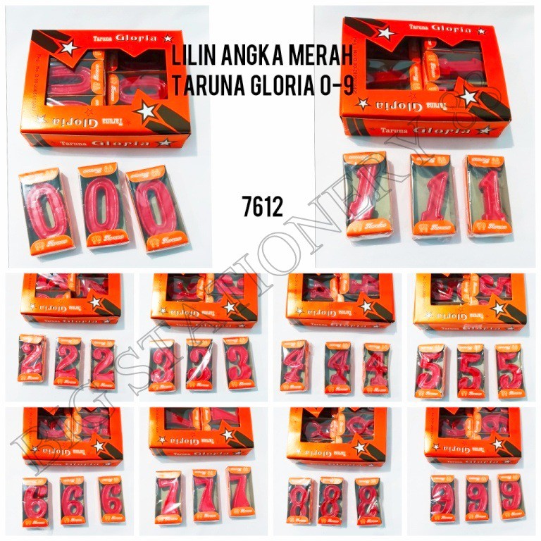 Lilin Angka Merah Taruna Gloria 0-9