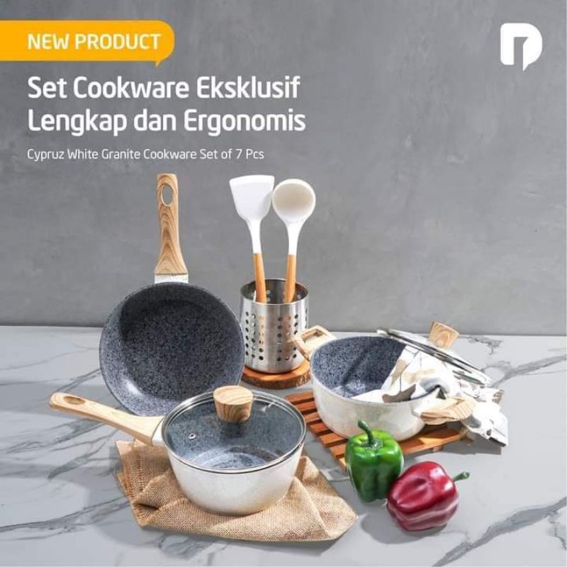 Cypruz White Granite Cookware Set