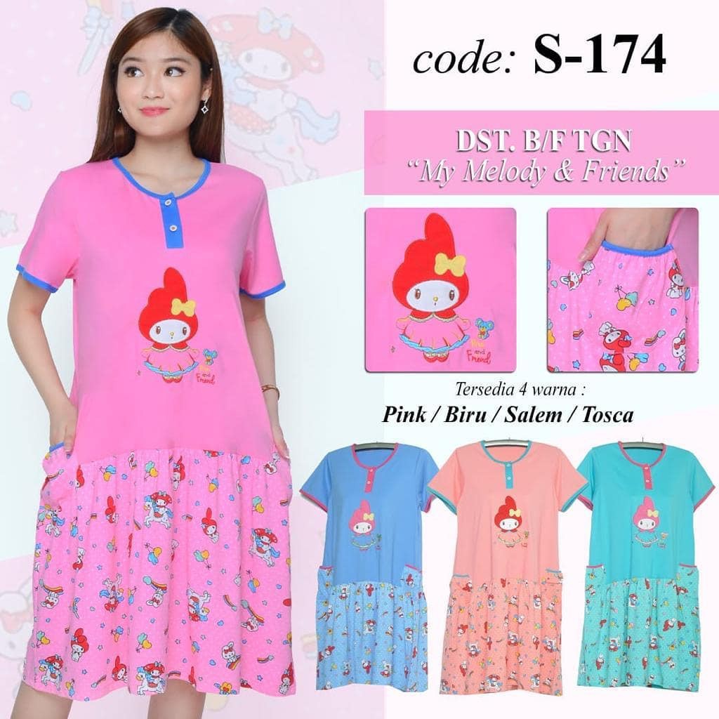 S-174 BAJU TIDUR DASTER WANITA BODY FIT MY MELODY