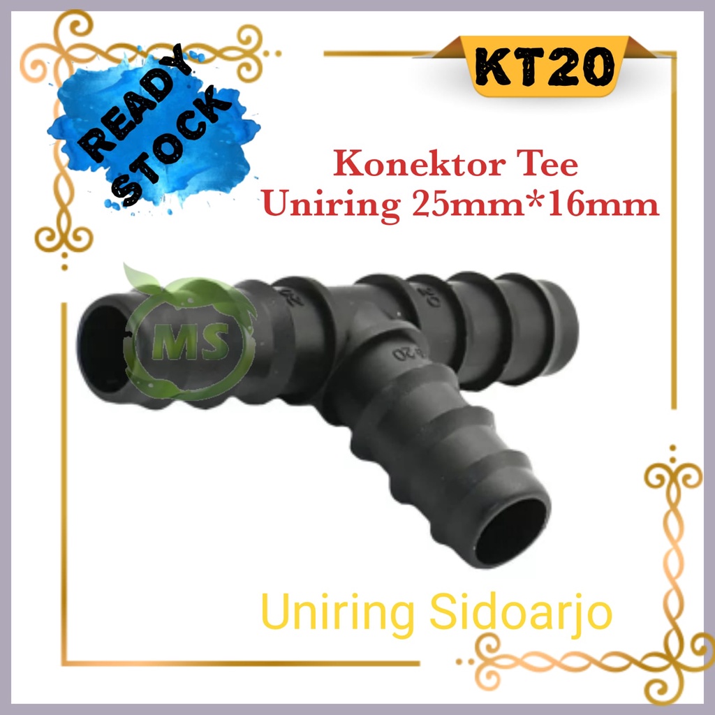 Konektor Tee untuk selang uniring 25mm*16mm, atau untuk selang berdiameter 20mm