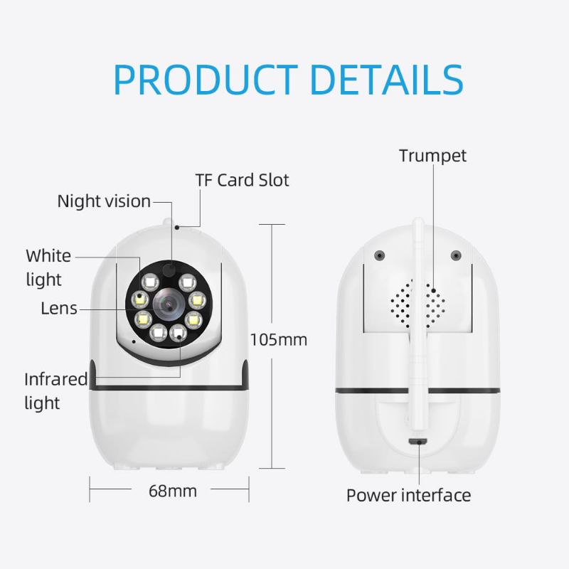 V380 Ip Camera Cctv Wifi Indoor HD 1080p Ip Cam Wireless P2P FULL COLOR WHITE LIGHT BERWARNA