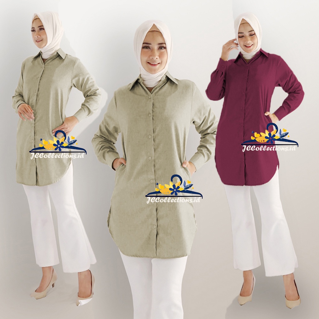 Tunik Jumbo / Tunik Kemeja Lengan panjang Wanita Gaya korea model terbaru Efritta Busui Friendly JCCollections