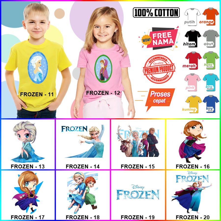 Baju Kaos ANAK DAN DEWASA FROZEN COUPLE (FREE NAMA)