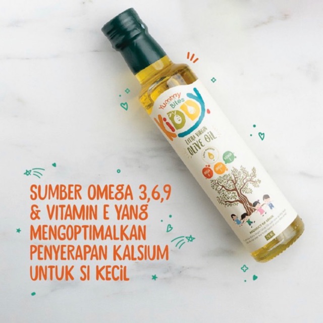 Yummy bites Kiddy Extra Virgin Olive Oil 250 ml - Evoo/makanan mpasi bayi