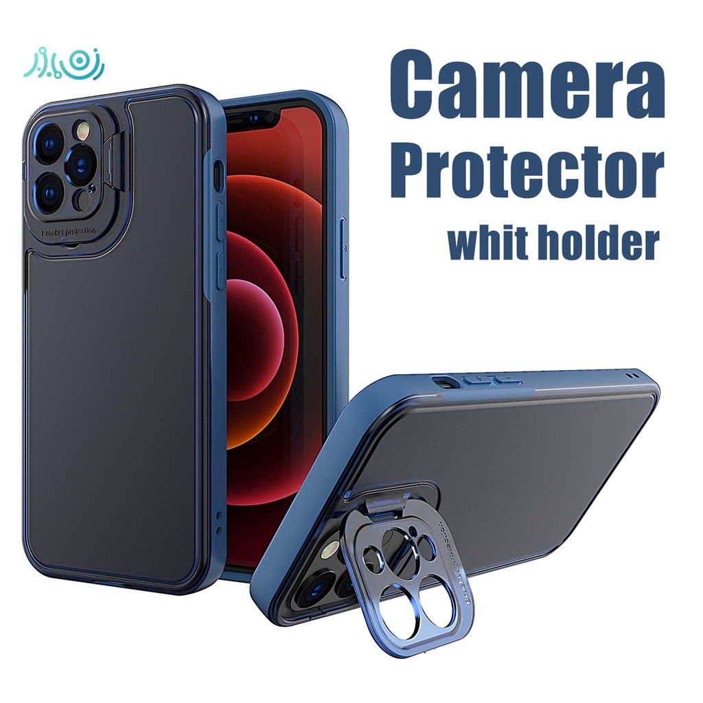 Luxury Folding Invisible Bracket Phone Case For iPhone 11 12 Pro Max XS MAX XR X 7 8 Plus SE Camera Cover Hard Matte Lens Protection