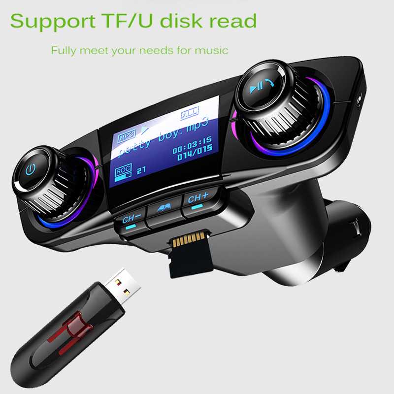 Bluetooth Audio Receiver FM Transmitter USB Car Charger - BT06-Hitam