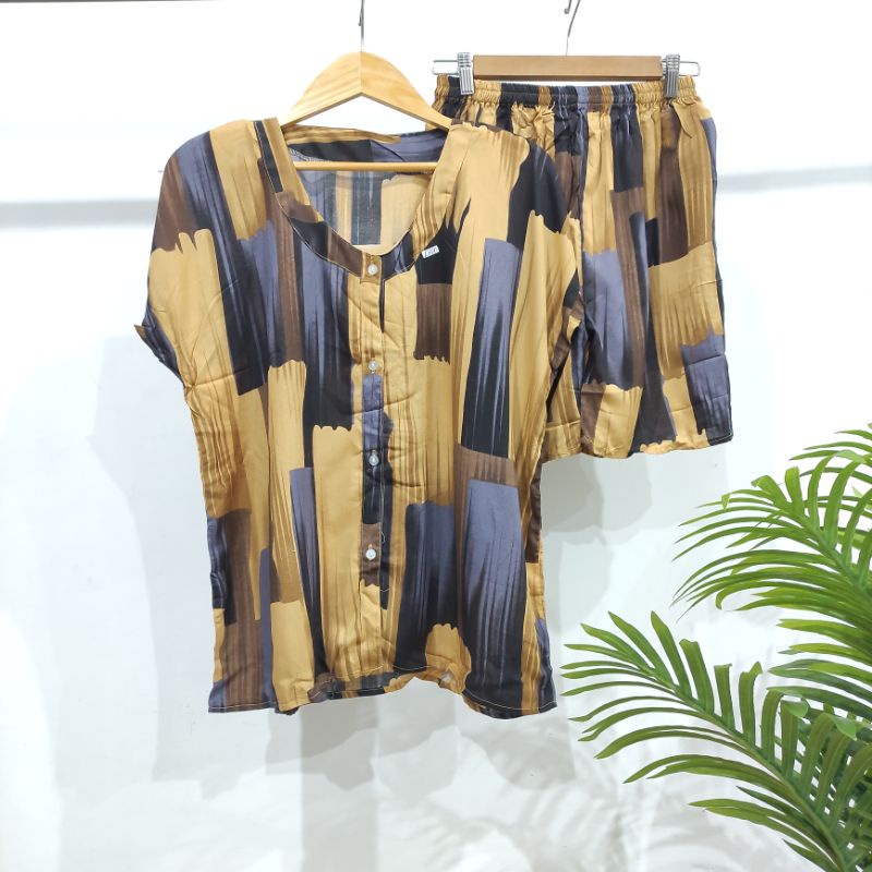 PIYAMA PENDEK RAYON | PIYAMA KANCING | BAJU RUMAHAN MURAH-TB 17