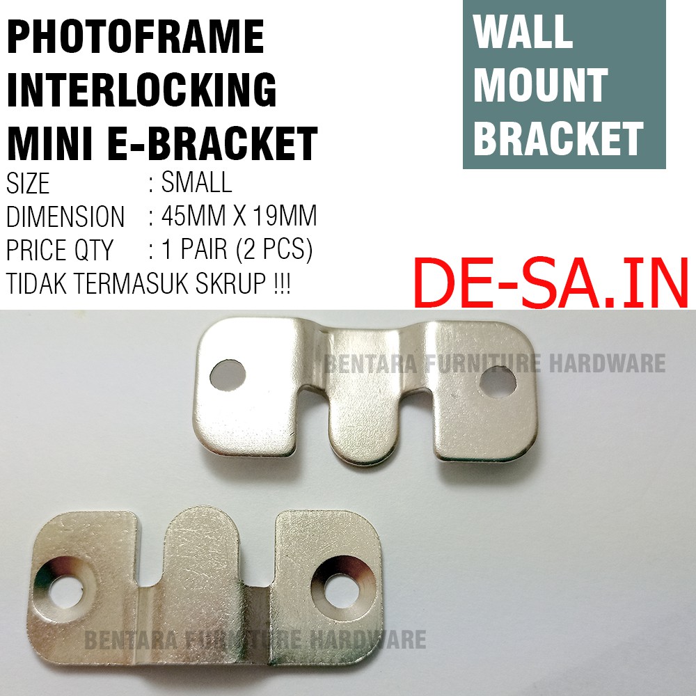 2 x MINI BRAKET E Cantolan Bingkai Foto Figura Gantung - E Bracket Wall Flush Mount Photoframe Plate