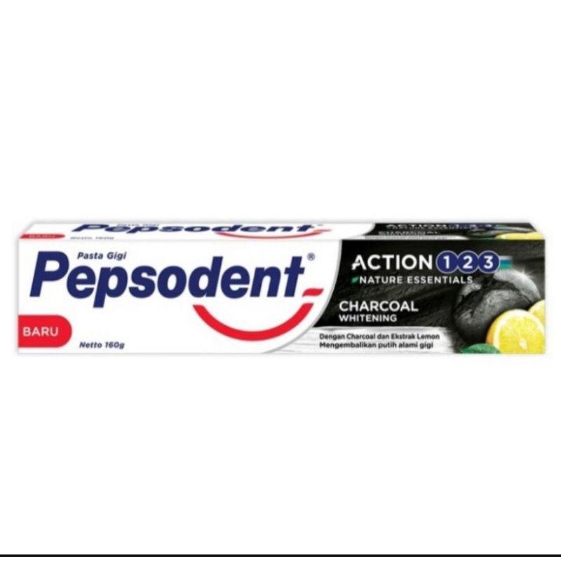 Pepsodent Action123 CHARCOAL whitening SIWAK Pencegah Gigi Berlubang 25g