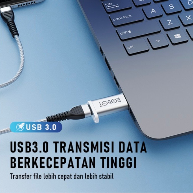 ADAPTER OTG ROBOT RT-OTG03 Type-C To USB3.0 Small &amp; Portable Aluminium Case Cable original