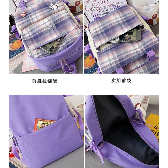 201329 Ransel Wanita Import Tas Punggung 5 in 1 Backpack Cewek CR7838 BQ3140 JTF18252 GT1837 EL6590