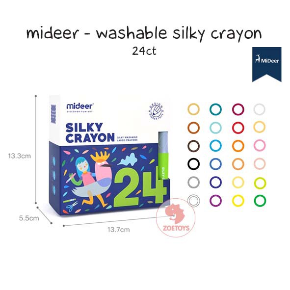 Zoetoys Mideer - Washable Silky Crayon 6 ct. 12 24 warna colors | Krayon Aman Body Face Painting | Cari Kado | Cari Kado Natal