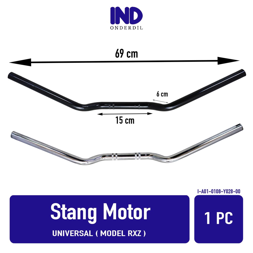 Stang-Setang Stir-Setir Motor Roadrace Balap Herex Model RXZ Universal Satria &amp; Vixion &amp; RX King &amp; CB-CBR 150R-150 &amp; GL 100-125-Pro &amp; Mega Pro &amp; RZR &amp; Beat Street Hitam-Chrome