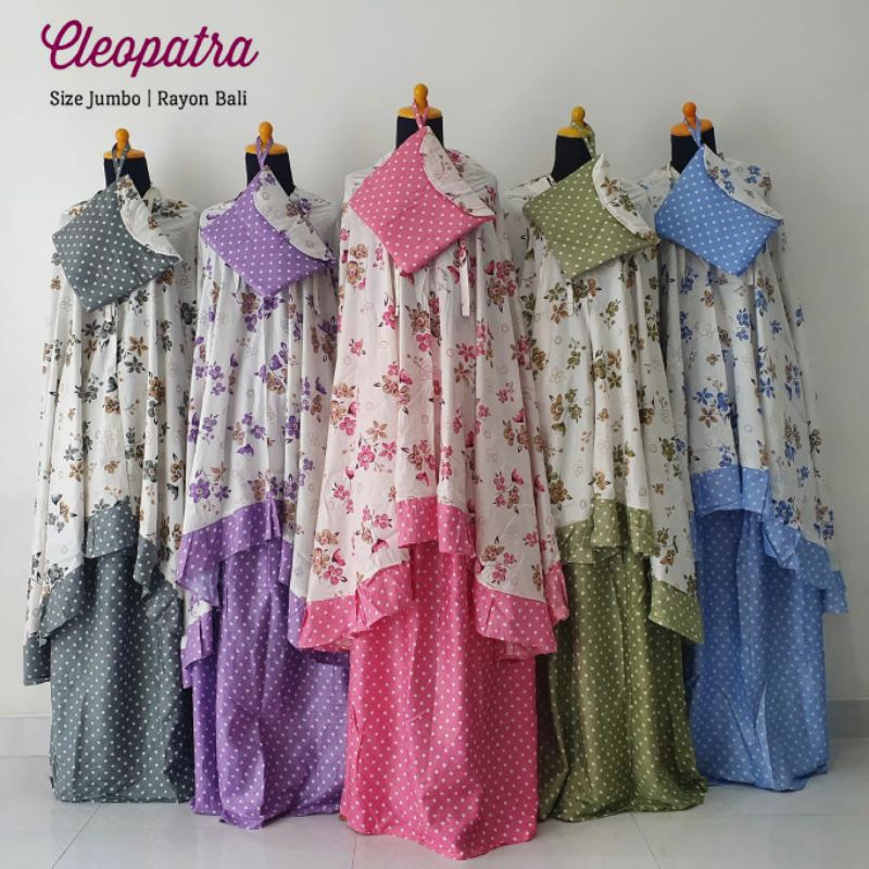 Mukena Dewasa Jumbo Rayon Bali Adem Bagus Motif Cleopatra Murah Ecer Grosir