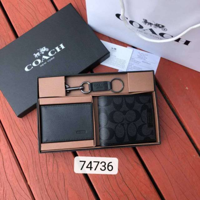 Coach Men Double Billfold Wallet Signature Canvas