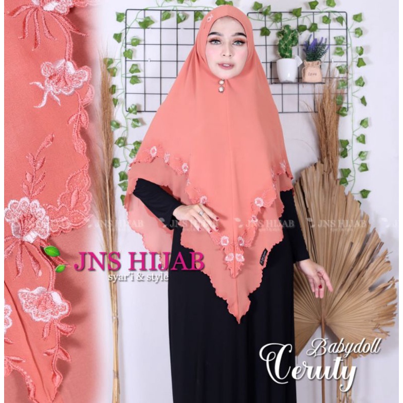 TERPOPULER Khimar MALIKA /hijab syari bordir/jilbab ceruty bordir/kerudung syari 2 layer bordir