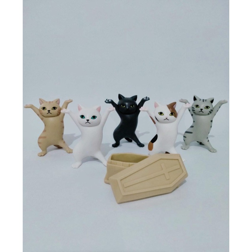 Set Action Figure Kucing Cat Coffin Dance Angkat Peti Mati Isi 5 Cat 1 Peti Mati