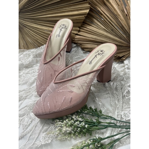 sepatu wanita wedding johana dustypink 9cm tahu