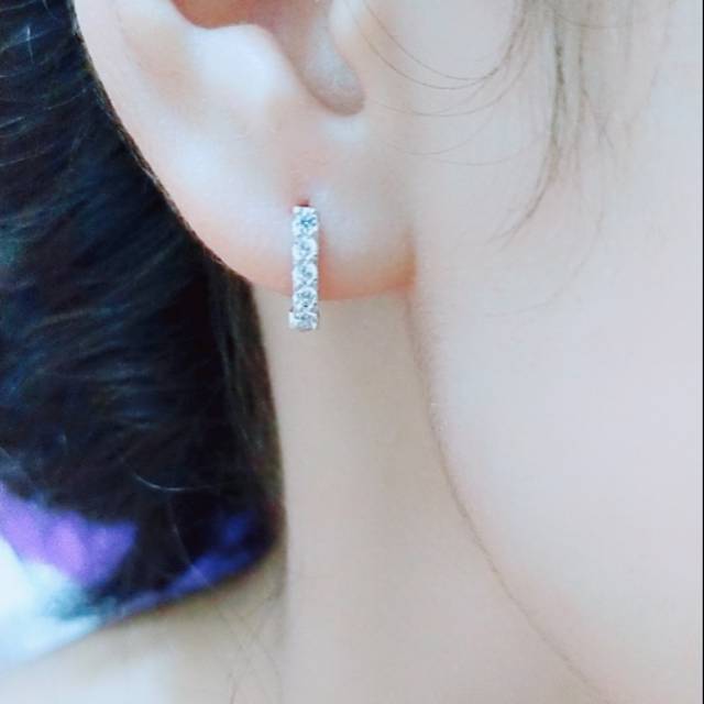 Anting jepit fashion wanita remaja dan dewasa kotak perak asli 925/silver lapisan emas putih murni..