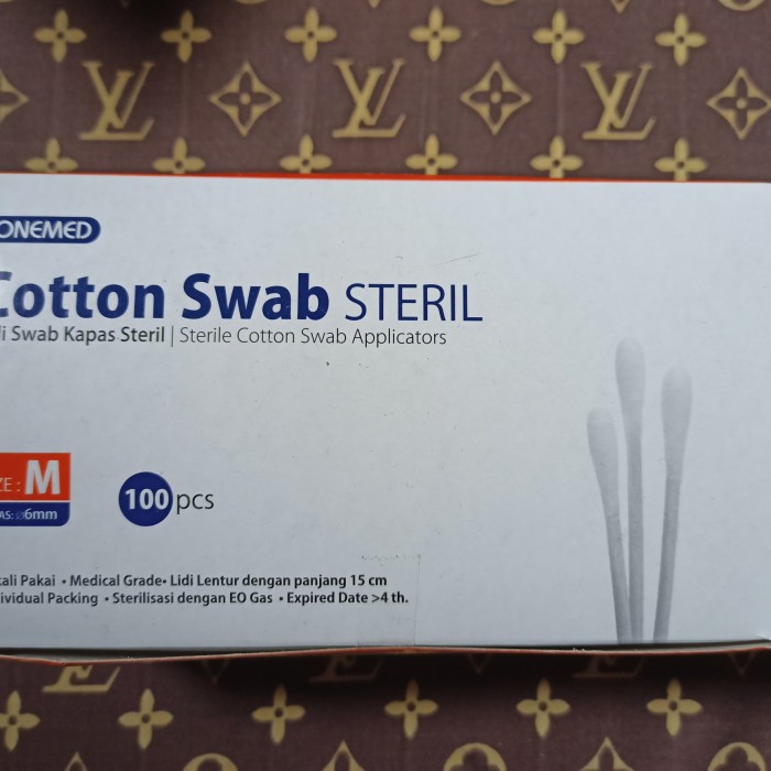Jual cotton swab m sterile onemed/ kapas swab steril isi 100 onemed