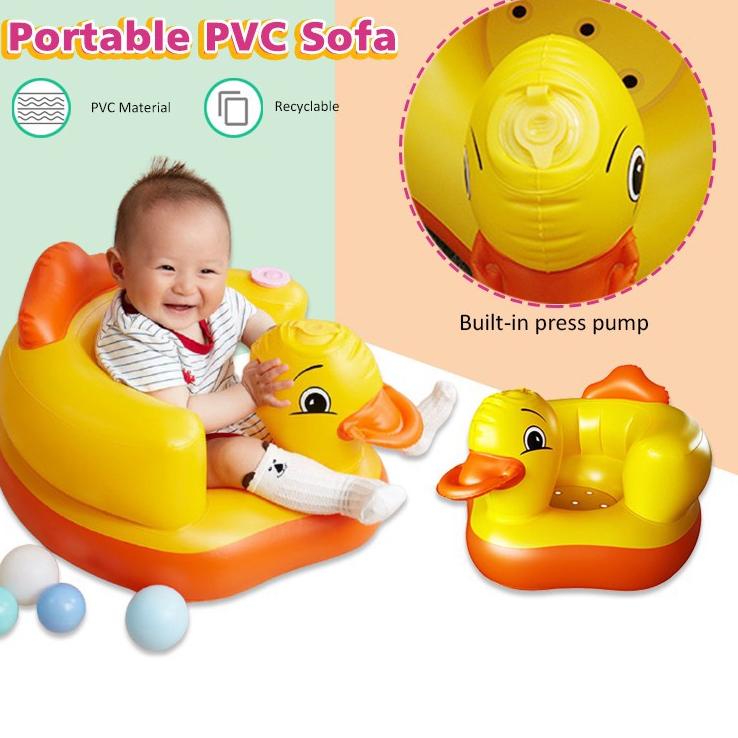 Produk Update (COD) PL PVC KURSI SOFA BAYI ADA MUSIK BAHAN PVC POMPA ANGIN Sofa Angin Baby Chair Bebek Kursi Tempat Duduk Pompa Bayi