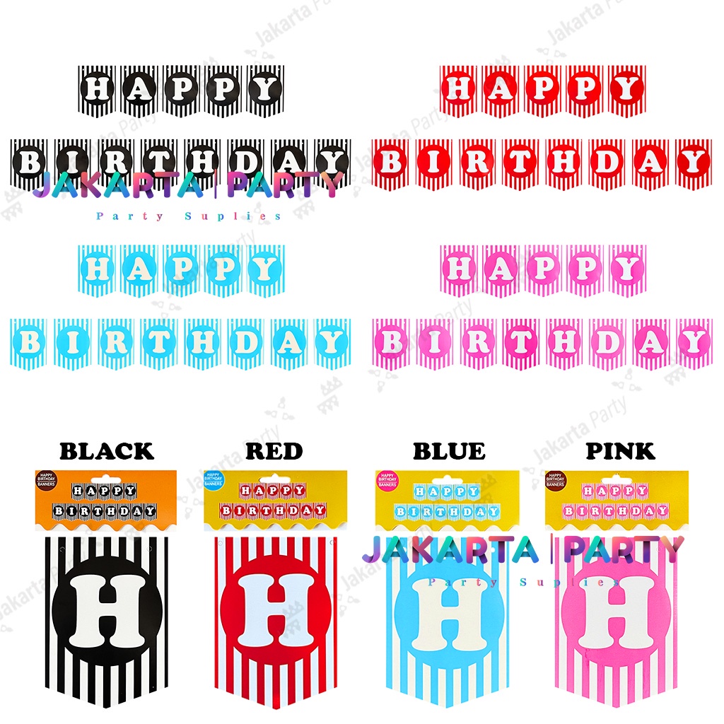 Banner Happy Birthday / Bunting Flag Motif Salur / Party Flag HBD