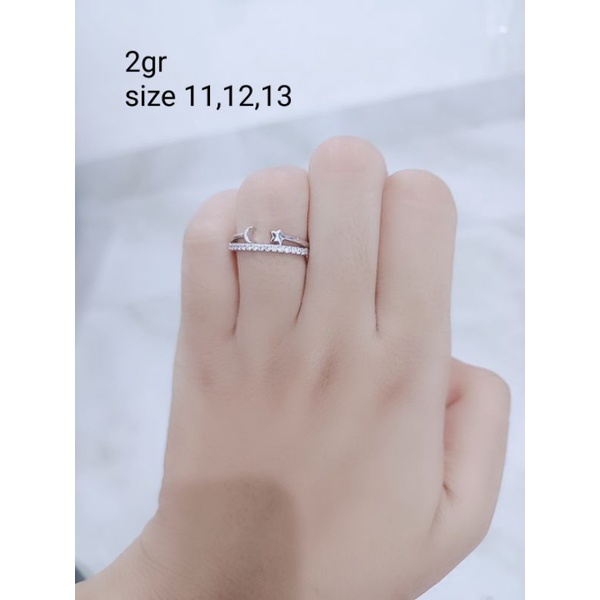 cincin bulan bintang mp 1baris/cincin perak asli silver925 lapis emas/cincin fashion wanita