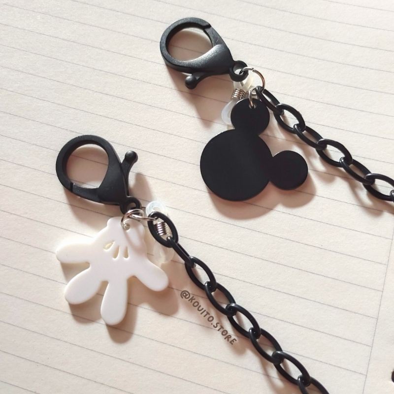 Strap Mask Akrilik Mickey / Rantai Masker Akrilik / Strap Masker Akrilik hitam