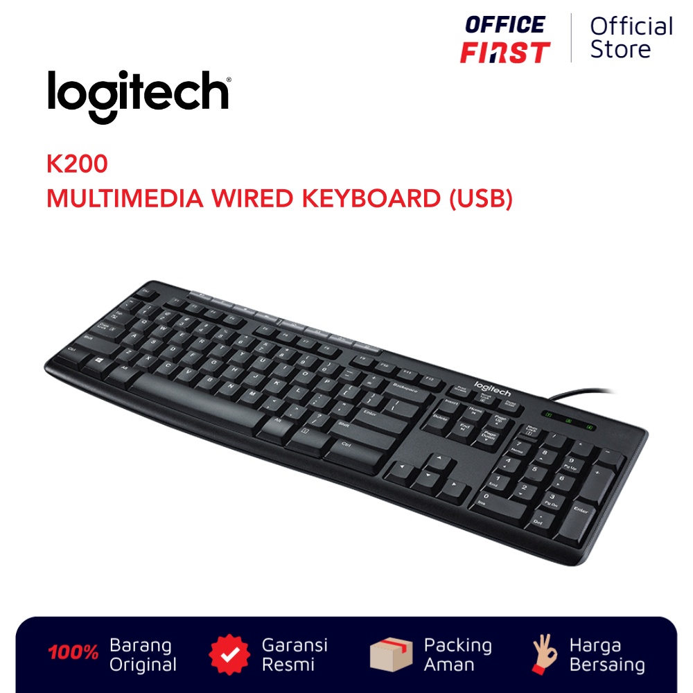 Logitech K200 Wired Multimedia Keyboard / Corded Kabel USB